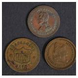 3 CIVIL WAR TOKENS; 1863 BEWARE,