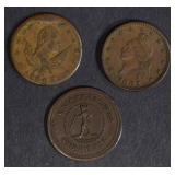 3 CIVIL WAR TOKENS; KNICKERBOKER