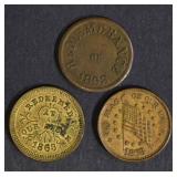 3 CIVIL WAR TOKENS; 1863 TROY, N.Y., 3 CIVIL WAR TOKENS; 1863 TROY, N.Y.,