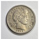 1906-S BARBER DIME, AU 1906-S BARBER DIME, AU