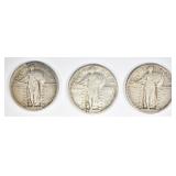 1918 F+, 20 F+ & 24 XF STANDING LIBERTY QUARTERS