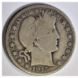 1915 BARBER HALF DOLLAR, VG KEY 1915 BARBER HALF DOLLAR, VG KEY