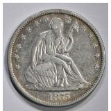 1875-S SEATED HALF DOLLAR, XF 1875-S SEATED HALF DOLLAR, XF