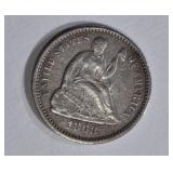 1868 SEATED LIBERTY HALF DIME XF