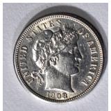 1908-S BARBER DIME AU/BU 1908-S BARBER DIME AU/BU