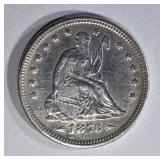 1873 ARROWS SEATED LIBERTY QUARTER XF/AU