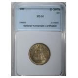 1891 SEATED LIBERTY QUARTER NNC CH BU 1891 SEATED LIBERTY QUARTER NNC CH BU