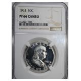 1963 FRANKLIN HALF DOLLAR NGC PF 66 CAMEO