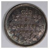 1870 SILVER 5 CENTS CANADA  CH.AU/BU