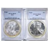 1989 & 2002 AMERICAN SILVER EAGLE DOLLARS