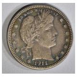 1911-S BARBER QUARTER XF/AU