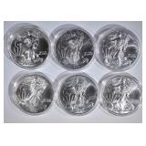 1-EACH THESE DATES BU AMERICAN SILVER EAGLES 1-EACH THESE DATES BU AMERICAN SILVER EAGLES
