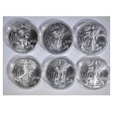 1-EACH THESE DATES BU AMERICAN SILVER EAGLES