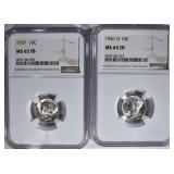 1937 & 41-D MERCURY DIMES, NGC MS-65 FB 1937 & 41-D MERCURY DIMES, NGC MS-65 FB