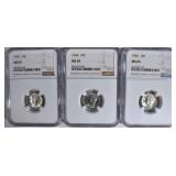 1943, 1944, 1945 MERCURY DIMES NGC 1943, 1944, 1945 MERCURY DIMES NGC