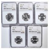 5 1964 WASHINGTON QUARTERS NGC MS-65 5 1964 WASHINGTON QUARTERS NGC MS-65