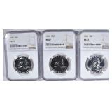 1959, 60 & 61 FRANKLIN HALF DOLLARS, NGC PF-79