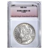 1891 MORGAN DOLLAR, WHSG CH/GEM BU