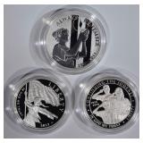 3 PROOF COMMEM SILVER DOLLARS 3 PROOF COMMEM SILVER DOLLARS