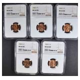 (5) 1968-S LINCOLN CENTS NGC MS66RD (5) 1968-S LINCOLN CENTS NGC MS66RD