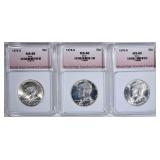 3-SILVER KENNEDY 50c GRADED WHSG 3-SILVER KENNEDY 50c GRADED WHSG