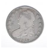 1825 BUST HALF DOLLAR, VG