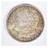 1904-O MORGAN DOLLAR, GEM BU CRAZY COLORS