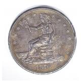1876-S TRADE DOLLAR, CH BU TONED 1876-S TRADE DOLLAR, CH BU TONED
