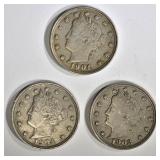 1901, 02 & 04 XF LIBERTY NICKELS