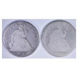 2 - AG SEATED HALVES: 1866 & 1875 2 - AG SEATED HALVES: 1866 & 1875