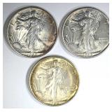 1-'45S, 2-'44S WALKING LIBERTY HALF DOLLAR 1-'45S, 2-'44S WALKING LIBERTY HALF DOLLAR