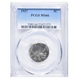 1937 BUFFALO NICKEL, PCGS MS-66