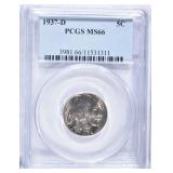 1937-D BUFFALO NICKEL, PCGS MS-66 1937-D BUFFALO NICKEL, PCGS MS-66