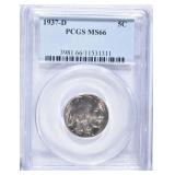 1937-D BUFFALO NICKEL, PCGS MS-66