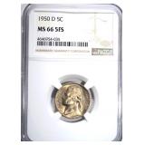 1950-D JEFFERSON NICKEL NGC MS66 5FS