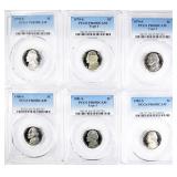 6 JEFFERSON NICKELS 1978-82 PCGS PR-69DCAM