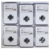 6-NGC GRADED PF-67 ROOSEVELT DIMES 6-NGC GRADED PF-67 ROOSEVELT DIMES