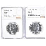 1965 & 66 SMS KENNEDY HALF DOLLARS, NGC MS-67 1965 & 66 SMS KENNEDY HALF DOLLARS, NGC MS-67