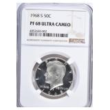 1968-S KENNEDY HALF NGC PF-68 ULTRA CAMEO 1968-S KENNEDY HALF NGC PF-68 ULTRA CAMEO