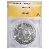 1882-S MORGAN DOLLAR, ANACS MS-63 1882-S MORGAN DOLLAR, ANACS MS-63