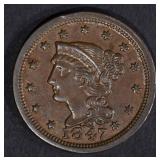 1847 BRAIDED HAIR LARGE CENT CH BU 1847 BRAIDED HAIR LARGE CENT CH BU