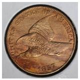 1857 FLYING EAGLE CENT CH.BU