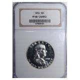 1955 FRANKLIN HALF DOLLAR NGC PF 66 CAMEO