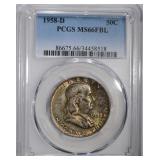 1958-D FRANKLIN HALF DOLLAR PCGS MS66FBL 1958-D FRANKLIN HALF DOLLAR PCGS MS66FBL