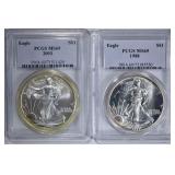 1988 & 2003 AMERICAN SILVER EAGLE DOLLARS