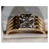 14kt GOLD SINGLE ROUND DIAMOND RING