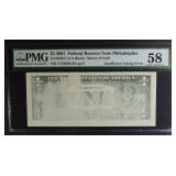 2001 $1 FEDERAL RESERVE NOTE PHILADELPHIA 2001 $1 FEDERAL RESERVE NOTE PHILADELPHIA