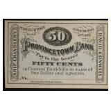 1862 FIFTY CENTS PROVINCETOWN BANK