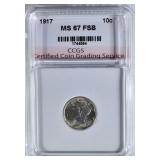 1917 MERCURY DIME CCGS SUPERB GEM FSB 1917 MERCURY DIME CCGS SUPERB GEM FSB
