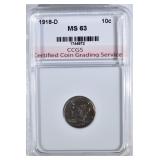 1918-D MERCURY DIME CCGS CH BU 1918-D MERCURY DIME CCGS CH BU